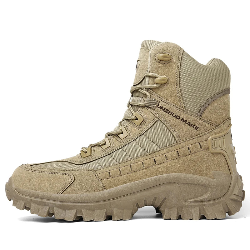 Mens Tactical Desert Combat Ankle Work Boots (Khaki)