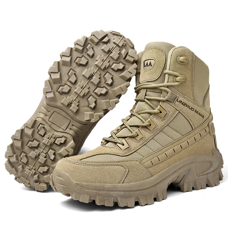 NNEOBA Mens Tactical Desert Combat Ankle Work Boots (Khaki)